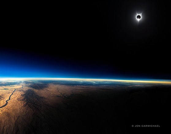 Eclipse photograph by Jon Carmichael. Copyright Jon Carmichael, all rights reserved.