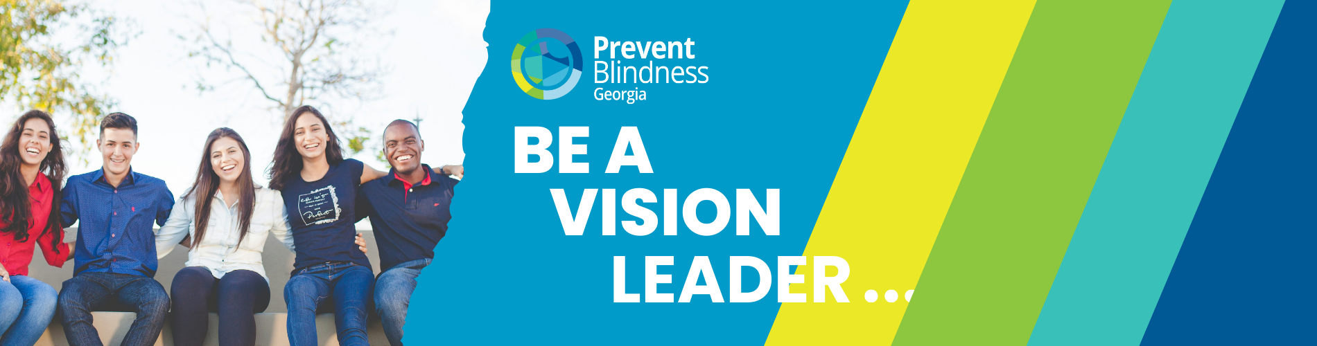 Banner for Teens A banner with a group of smiling teens with PBGA logo and the phrase, "Be A Vision Leader"